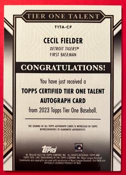 2023 Topps Tier One - Tier One Talent Autographs #T1TA-CF Cecil Fielder Back