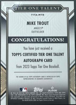 2023 Topps Tier One - Tier One Talent Autographs #T1TA-MTR Mike Trout Back