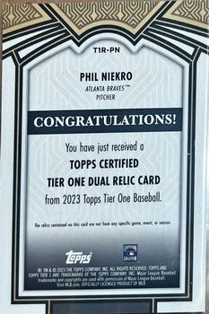 2023 Topps Tier One - Tier One Relics (Design A) Dual Patch #T1R-PN Phil Niekro Back
