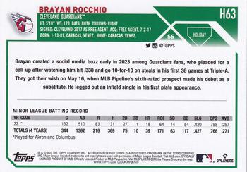 2023 Topps Holiday #H63 Brayan Rocchio Back