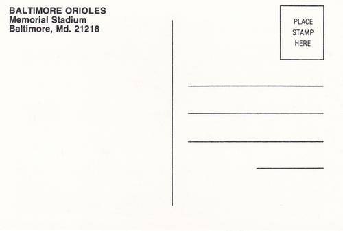 1984 Baltimore Orioles Postcards #NNO Bill Swaggerty Back