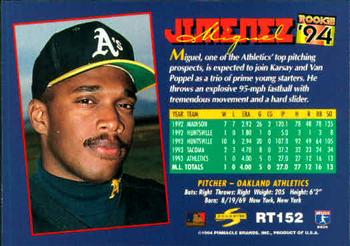1994 Score Rookie & Traded #RT152 Miguel Jimenez Back