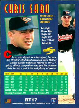 1994 Score Rookie & Traded #RT17 Chris Sabo Back