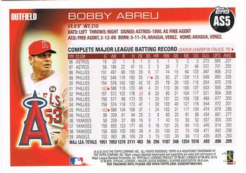 2010 Topps - All-Star Game #AS5 Bobby Abreu   Back