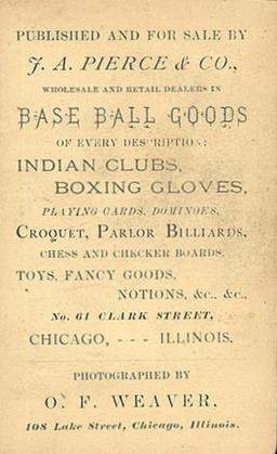 1871 J.A. Pierce & Co. CDV's #NNO Chicago White Stockings Team Photo Back