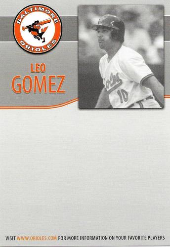 2006 Baltimore Orioles Alumni Photocards #NNO Leo Gomez Back
