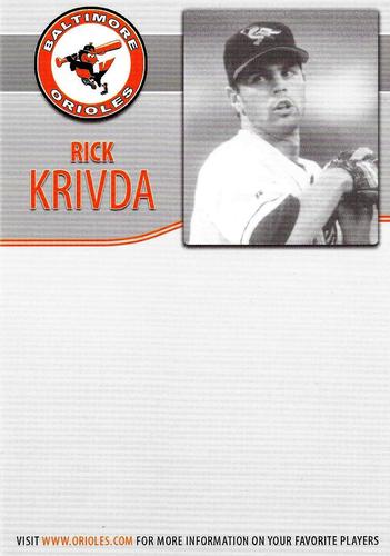 2006 Baltimore Orioles Alumni Photocards #NNO Rick Krivda Back