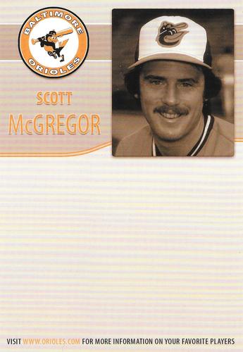 2006 Baltimore Orioles Alumni Photocards #NNO Scott McGregor Back