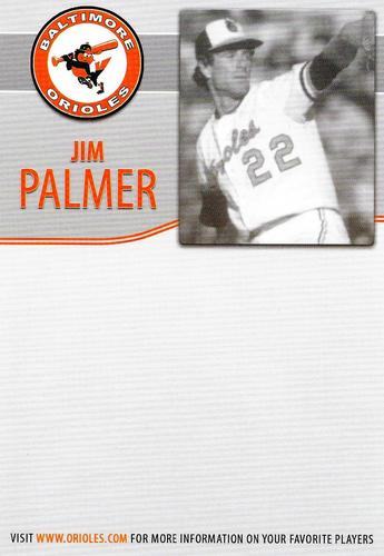 2007 Baltimore Orioles Alumni Photocards #NNO Jim Palmer Back