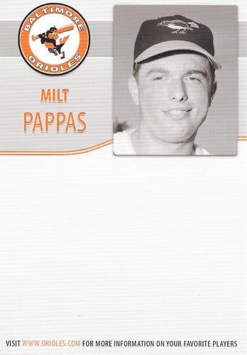 2009 Baltimore Orioles Alumni Photocards #NNO Milt Pappas Back