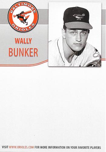 2010 Baltimore Orioles Alumni Photocards #NNO Wally Bunker Back