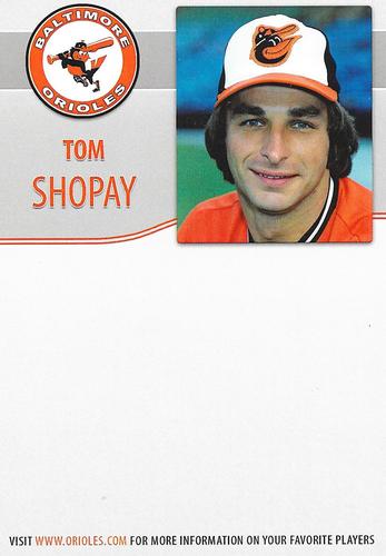 2010 Baltimore Orioles Alumni Photocards #NNO Tom Shopay Back