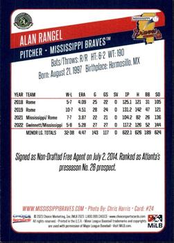 2023 Choice Mississippi Braves #24 Alan Rangel Back