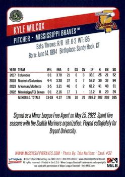 2023 Choice Mississippi Braves #32 Kyle Wilcox Back