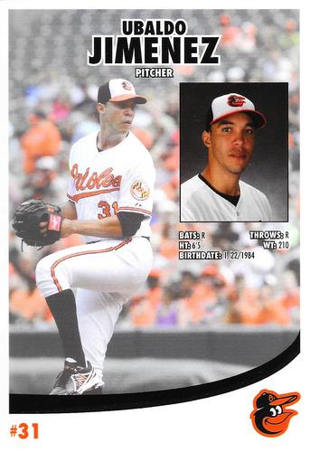 2014 Baltimore Orioles Photocards #NNO Ubaldo Jimenez Back
