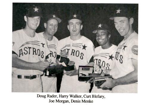 1987 Koppa Houston Astros Shooting Star Era Commemorative Photocards Series 2 #NNO Doug Rader / Harry Walker / Curt Blefary / Joe Morgan / Denis Menke Front