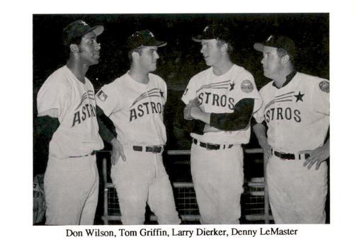 1987 Koppa Houston Astros Shooting Star Era Commemorative Photocards Series 3 #NNO Don Wilson / Tom Griffin / Larry Dierker / Denny Lemaster Front