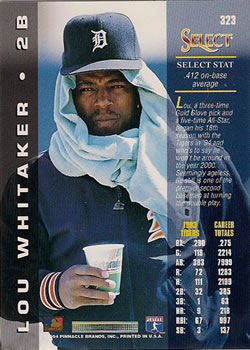 1994 Select #323 Lou Whitaker Back