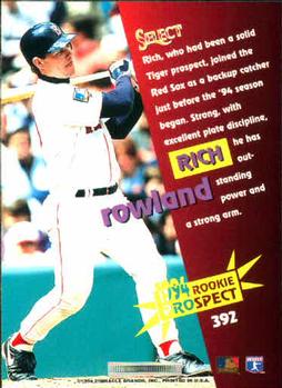 1994 Select #392 Rich Rowland Back
