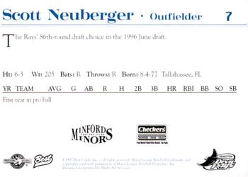 1997 Best Princeton Devil Rays #7 Scott Neuberger Back