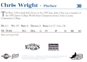 1997 Best Princeton Devil Rays #30 Chris Wright Back