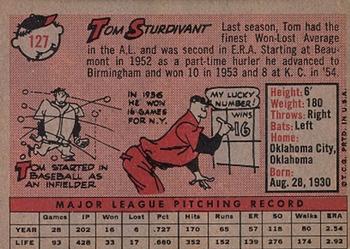 1958 Topps #127 Tom Sturdivant Back