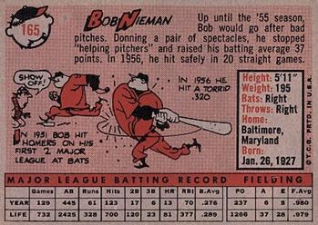 1958 Topps #165 Bob Nieman Back