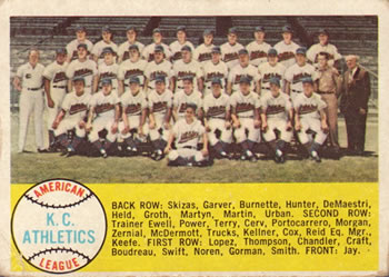 1958 Topps #174 Kansas City Athletics Front