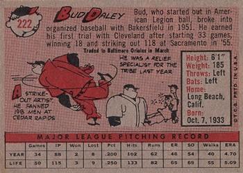 1958 Topps #222 Bud Daley Back