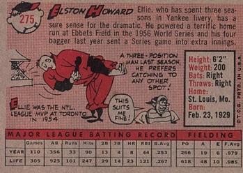 1958 Topps #275 Elston Howard Back