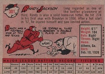 1958 Topps #301 Randy Jackson Back