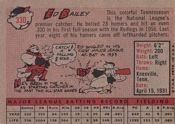 1958 Topps #330 Ed Bailey Back
