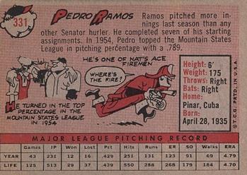 1958 Topps #331 Pedro Ramos Back