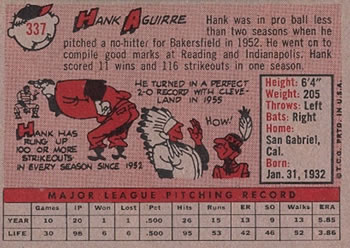 1958 Topps #337 Hank Aguirre Back