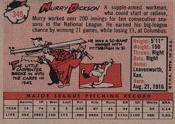 1958 Topps #349 Murry Dickson Back
