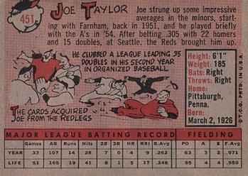 1958 Topps #451 Joe Taylor Back