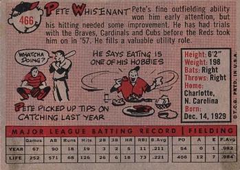 1958 Topps #466 Pete Whisenant Back