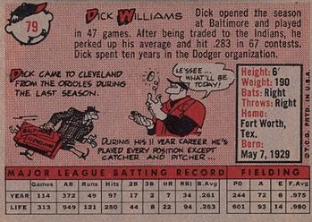 1958 Topps #79 Dick Williams Back