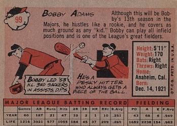 1958 Topps #99 Bobby Adams Back
