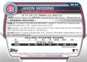 2023 Bowman Draft - Orange #BD-50 Jaxon Wiggins Back