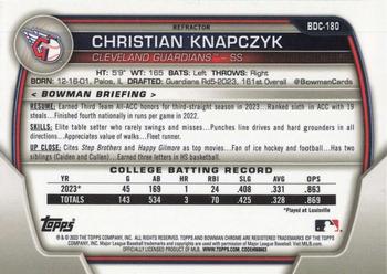 2023 Bowman Draft - Chrome Refractor #BDC-180 Christian Knapczyk Back