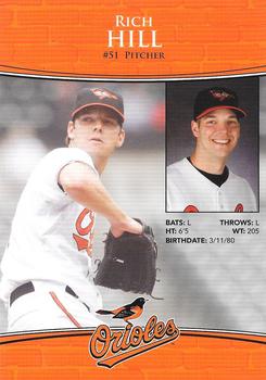 2009 Baltimore Orioles Photocards #NNO Rich Hill Back