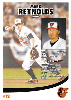 2012 Baltimore Orioles Photocards #NNO Mark Reynolds Back