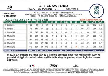 2024 Topps #49 J.P. Crawford Back