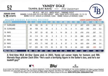 2024 Topps #52 Yandy Díaz Back