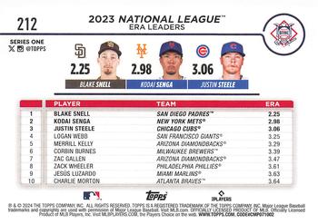 2024 Topps #212 National League Leaders ERA (Blake Snell / Kodai Senga / Justin Steele) Back