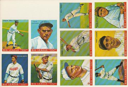 1977 Dover Publications Classic Baseball Cards Reprints - Panels #Pg 5 Durocher / Frisch / Terry / Gehrig / Lazzeri / Ruth / Faber / Zachary / Grimes / Manush Front