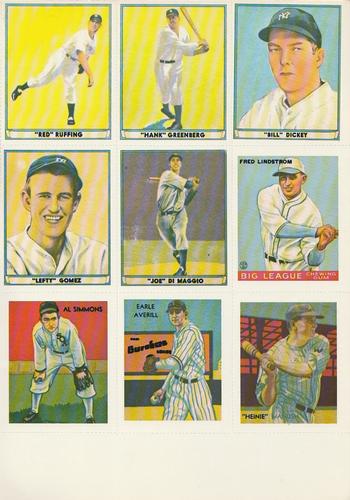 1978 Dover Publications Hall of Fame Cards Reprints - Panels #2/17/18/20/30/71/72/100/133/ Red Ruffing / Hank Greenberg / Bill Dickey / Lefty Gomez / Joe DiMaggio / Fred Lindstrom / Al Simmons / Earl Averill / Heinie Manush Front