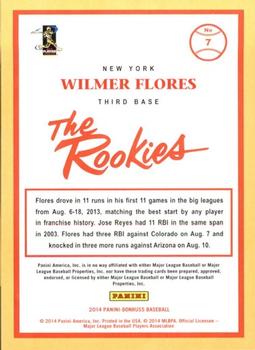 2014 Donruss The Rookies #7 Wilmer Flores Back