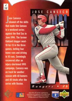 1994 SP - Special FX #4 Jose Canseco Back